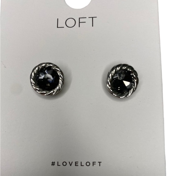 Loft Silver and Blackish color stone earrings 🆕 - Picture 2 of 4